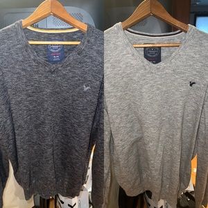 TWO (2) American Eagle Outfitters Mens XL Sweaters Charcoal And Gray $79